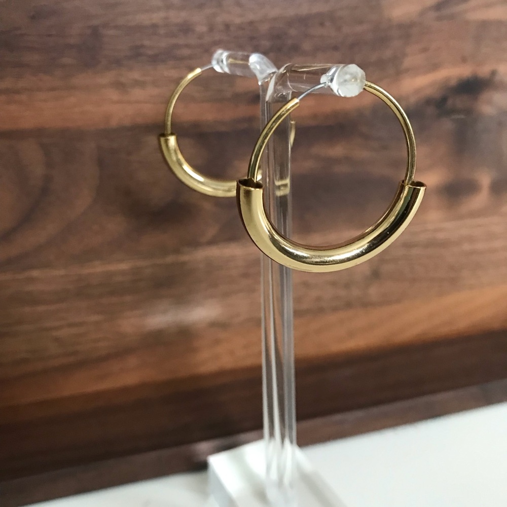 SOKO Brass Floating Hoop Earrings Unique 1 1/2” Boho Chic Statement Artsy 70s